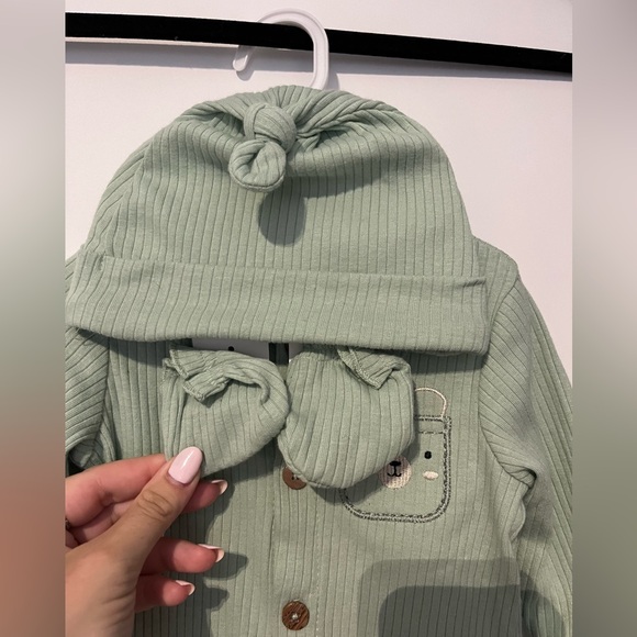 Baby Gear BG 3 piece outfit Green with Bear Size 3-6M - Picture 2 of 5